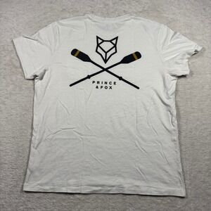 Prince & Fox Mens XL‎ White Graphic Pocket T-Shirt Fox Oars Cotton Tee
